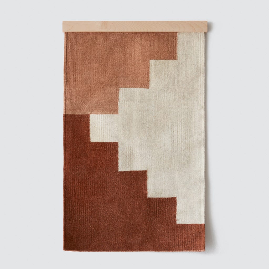 Blacklionmotorrow Agustin Handwoven Wool Wall Hanging in Grey and Pink
