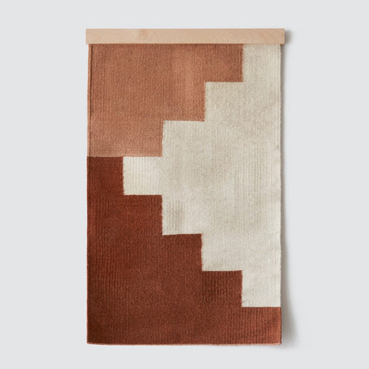 Blacklionmotorrow Agustin Handwoven Wool Wall Hanging in Grey and Pink