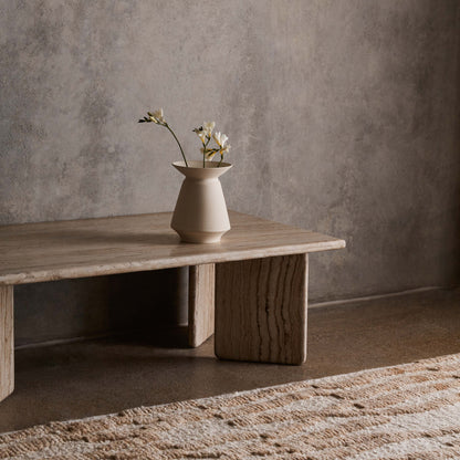 Blacklionmotorrow Amata Travertine Coffee Table – Modern Handcrafted Centerpiece