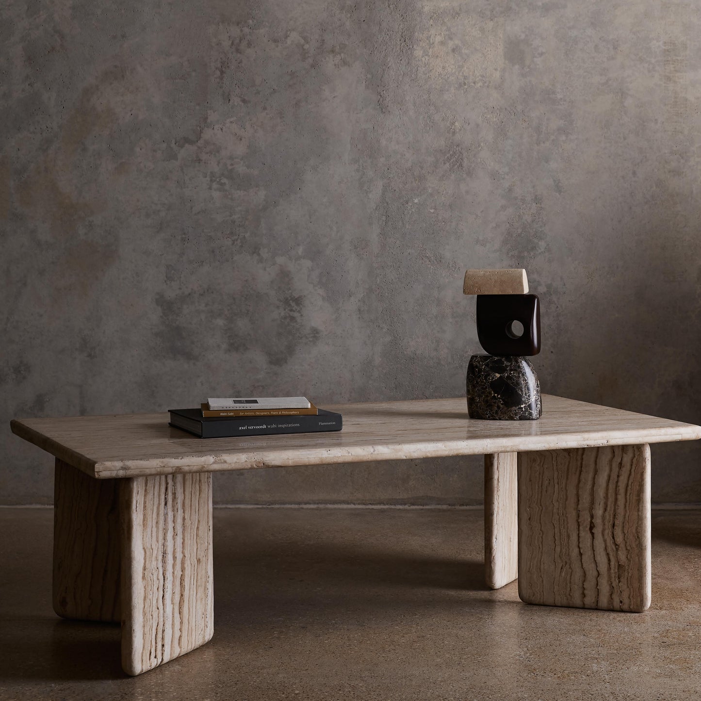 Blacklionmotorrow Amata Travertine Coffee Table – Modern Handcrafted Centerpiece