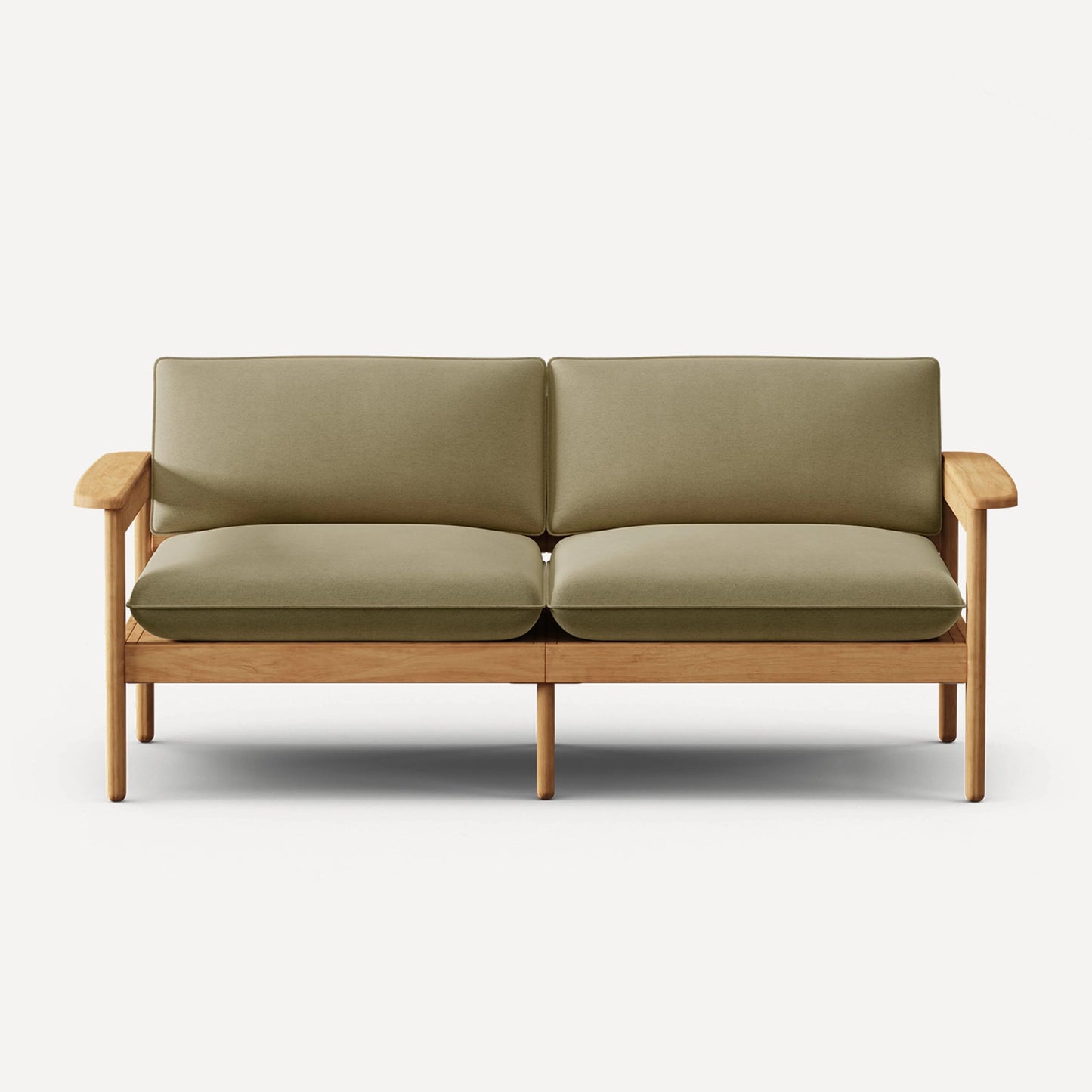 Blacklionmotorrow Dunes Teak 2-Seat Sofa on a patio