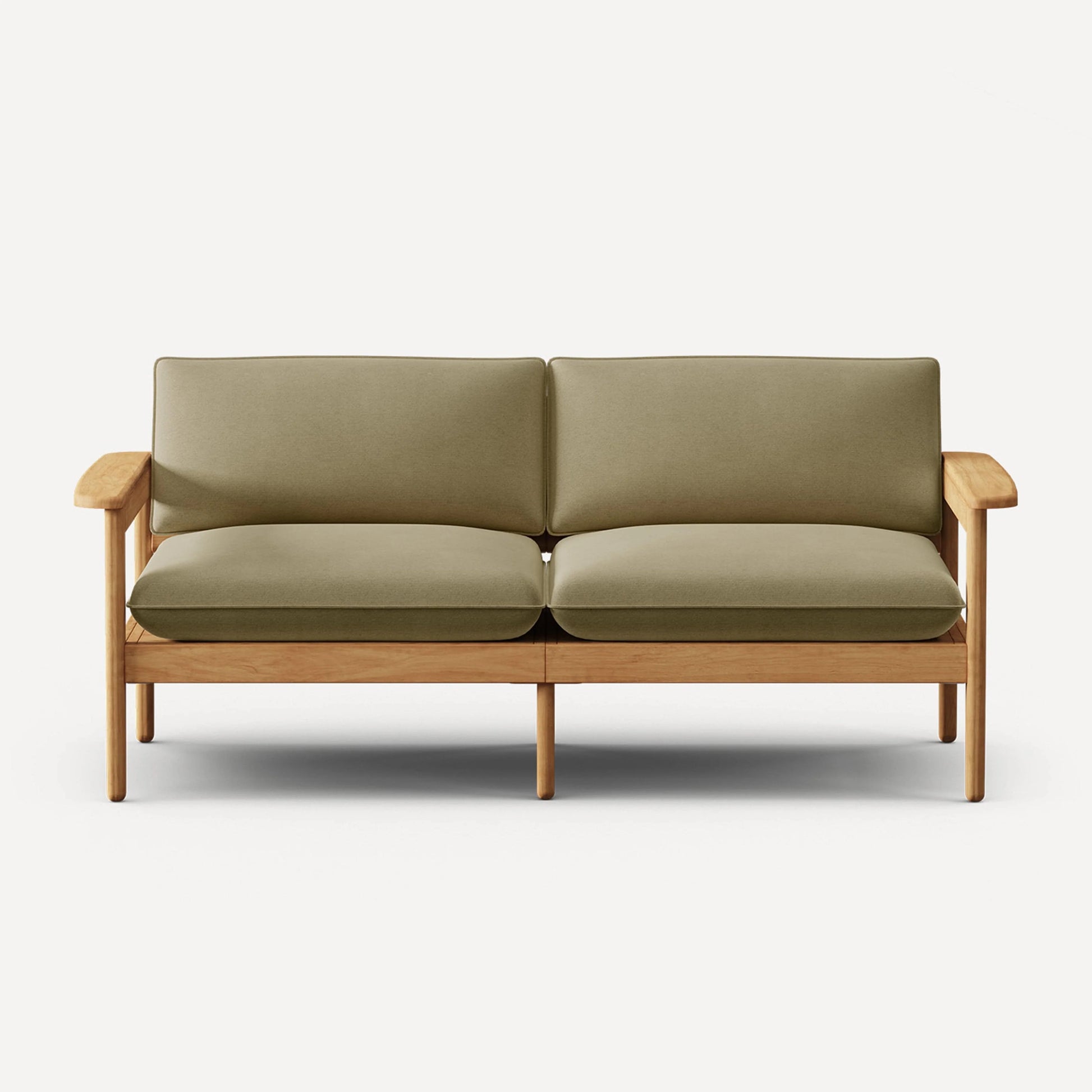 Blacklionmotorrow Dunes Teak 2-Seat Sofa on a patio