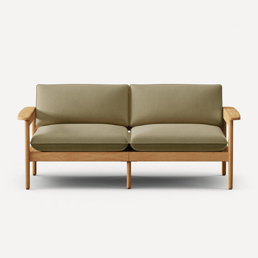 Blacklionmotorrow Dunes Teak 2-Seat Sofa on a patio