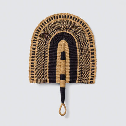Blacklionmotorrow Bolga Fans Black and Natural Handwoven Grass Fan