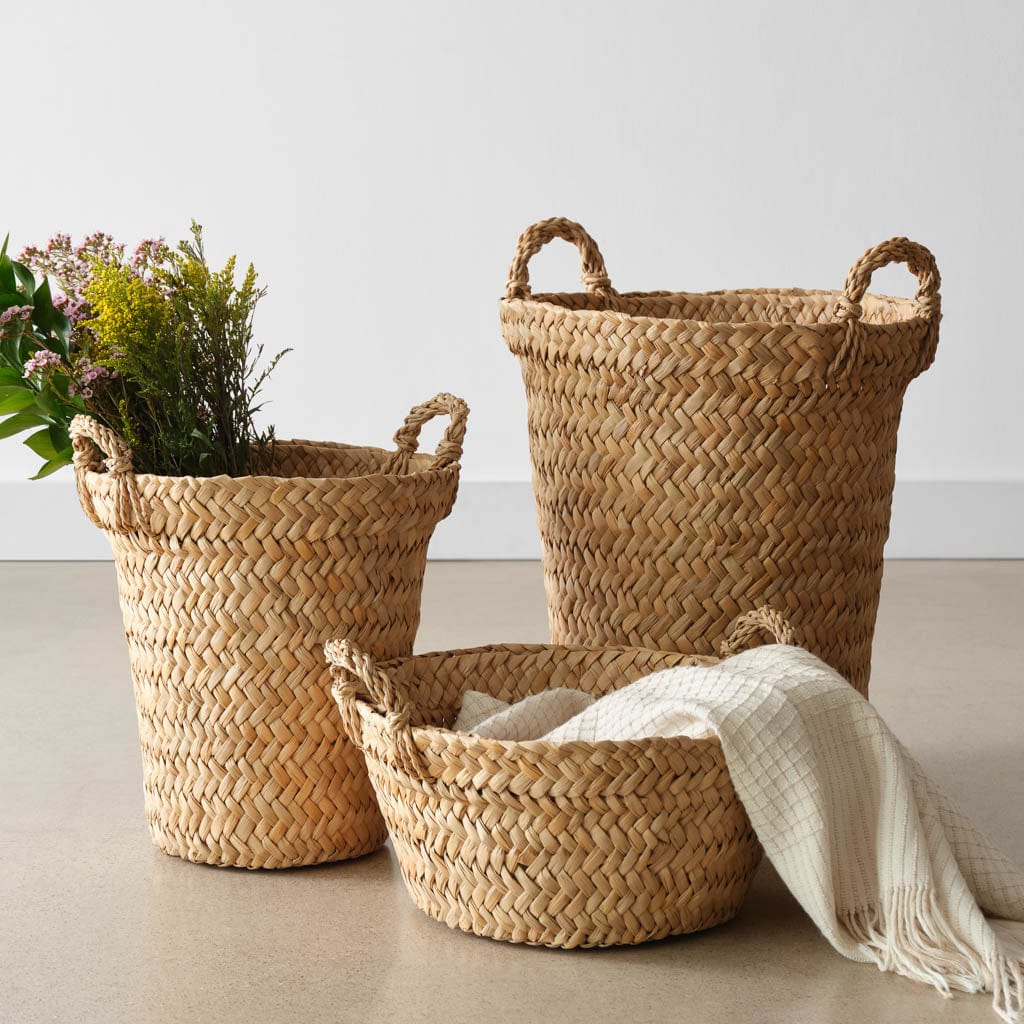 Blacklionmotorrow Handwoven Totora Storage Basket