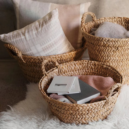Blacklionmotorrow Handwoven Totora Storage Basket