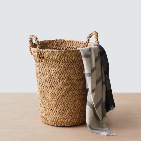 Blacklionmotorrow Handwoven Totora Storage Basket