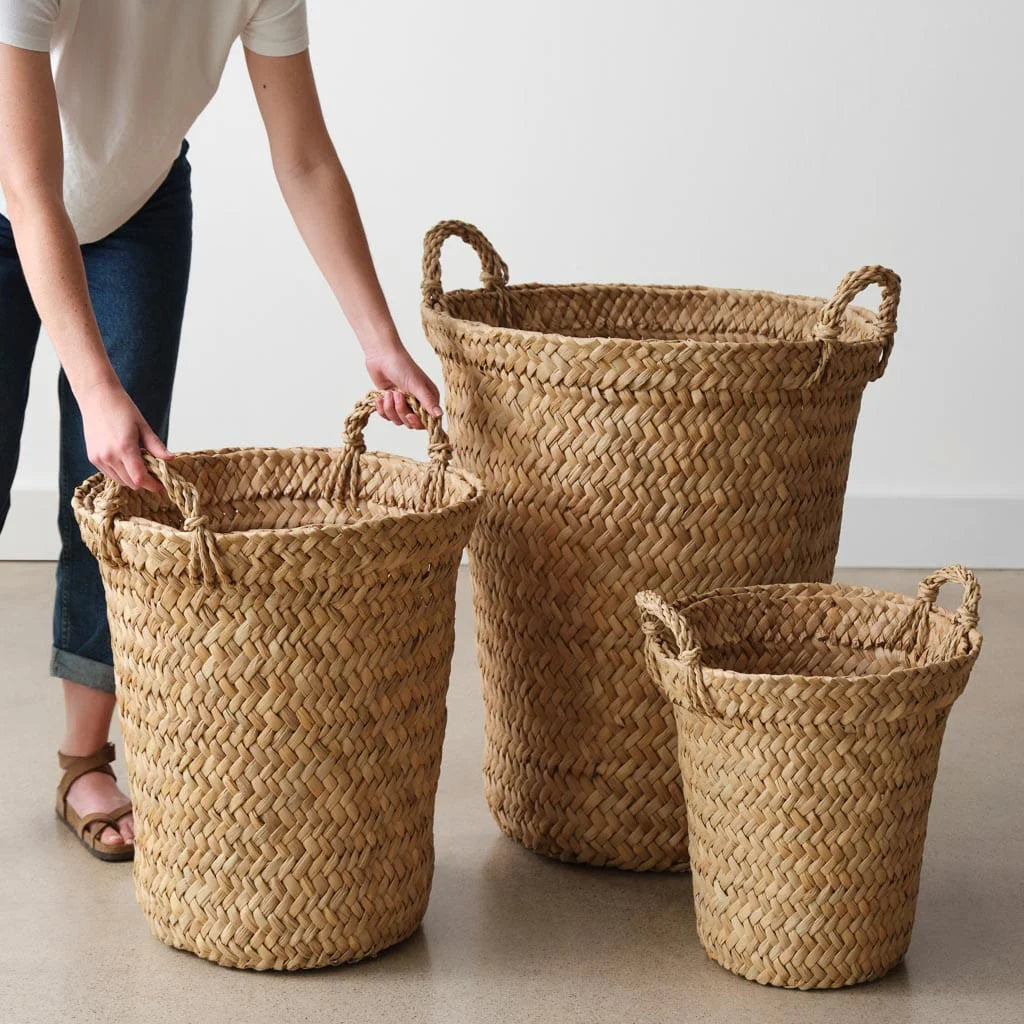Blacklionmotorrow Handwoven Totora Storage Basket