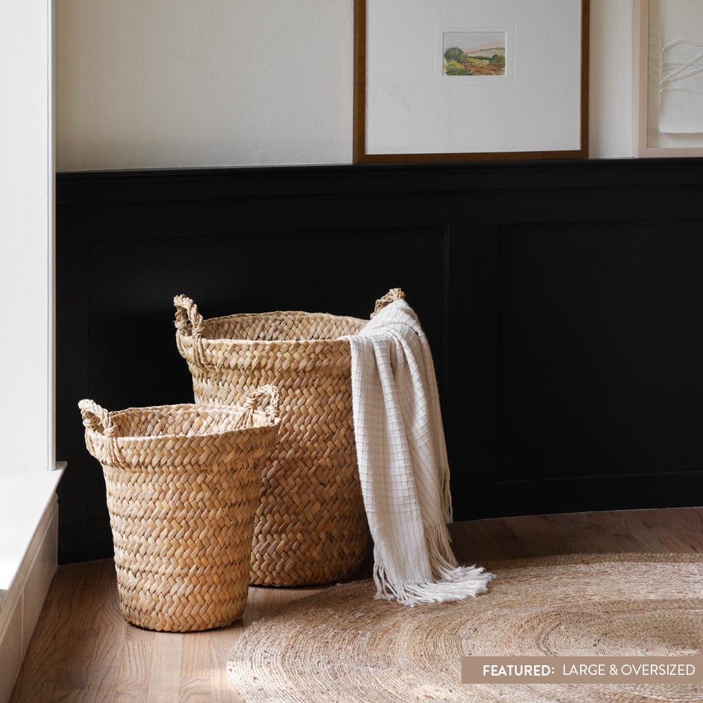 Blacklionmotorrow Handwoven Totora Storage Basket