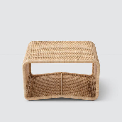 Blacklionmotorrow handwoven wicker ottoman in natural finish