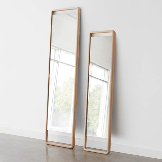 Blacklionmotorrow Hinoki Wood Floor Mirror - Light Wood Handcrafted Floor Mirror