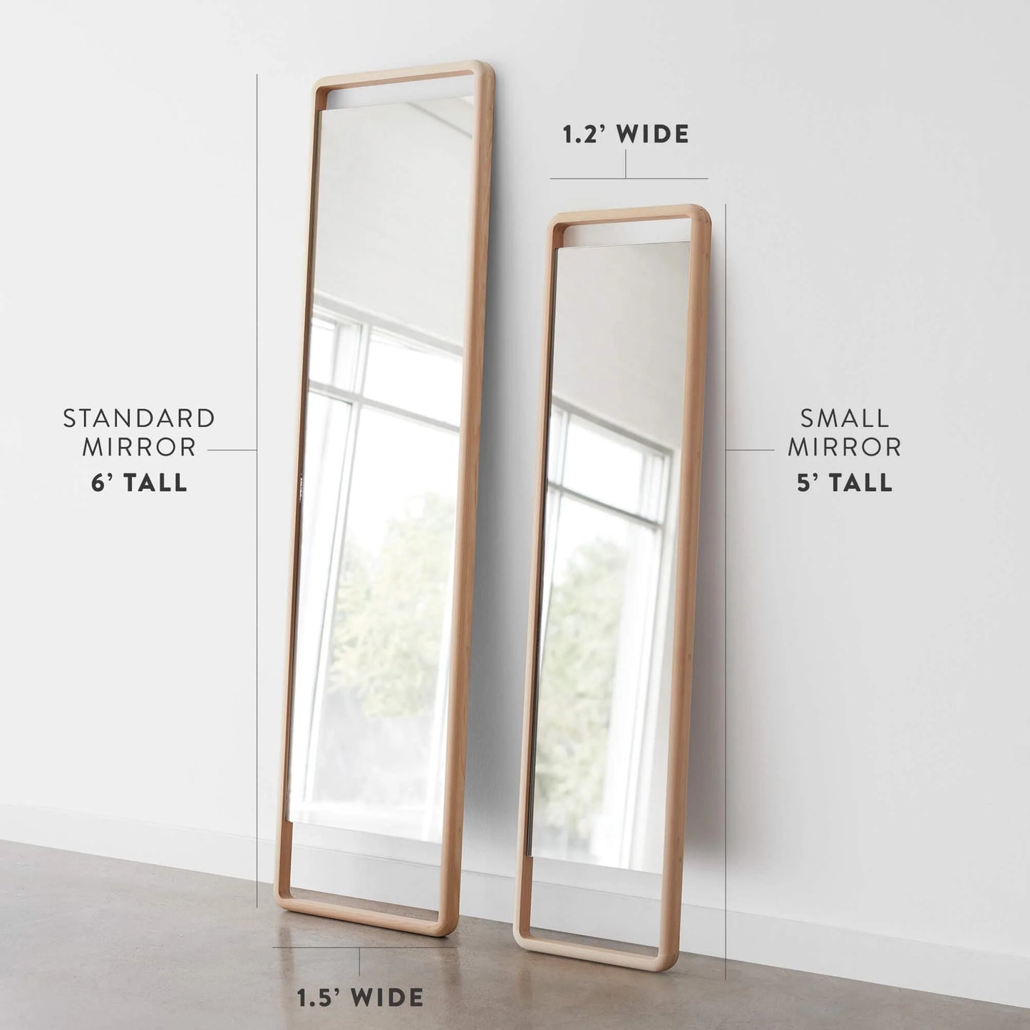 Hinoki Wood Floor Mirror – Premium Light Wood Design