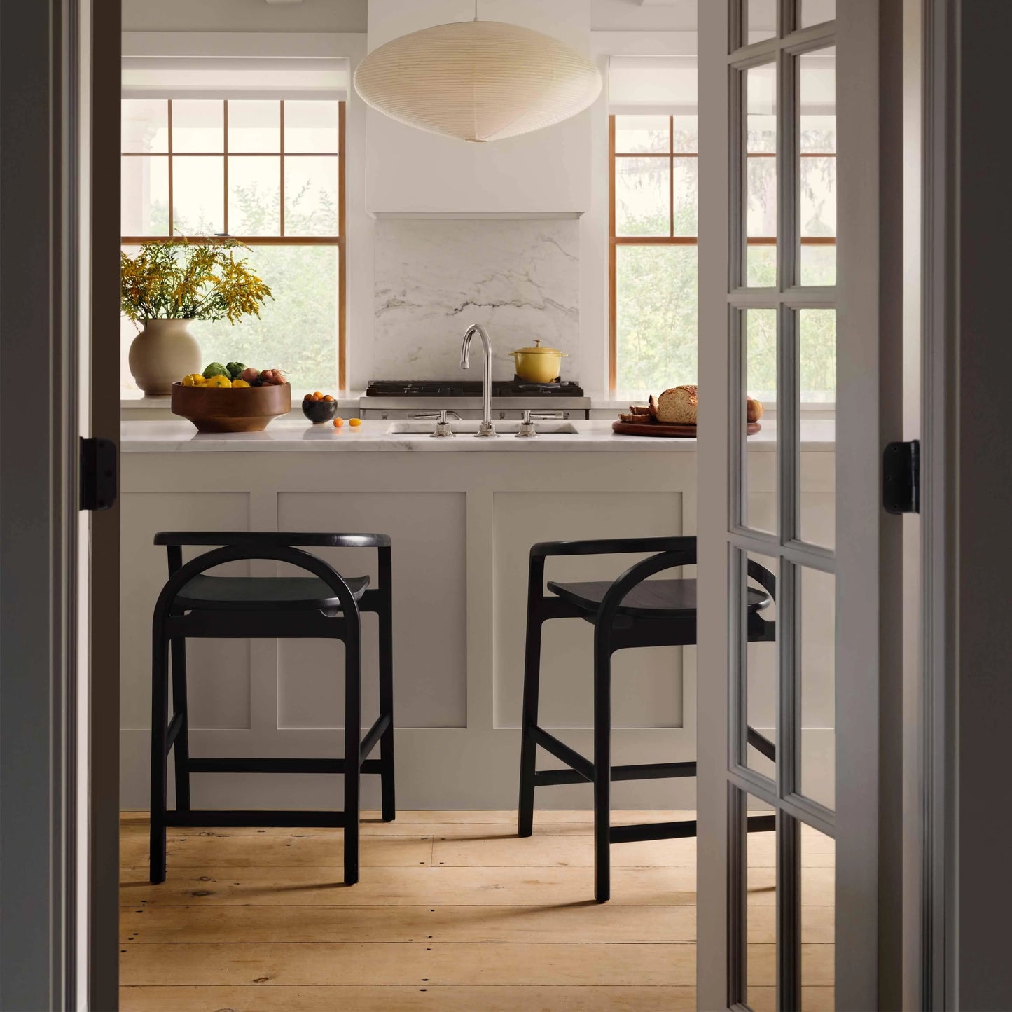 Blacklionmotorrow Meru Counter Stool - Black | Modern Mindi Wood