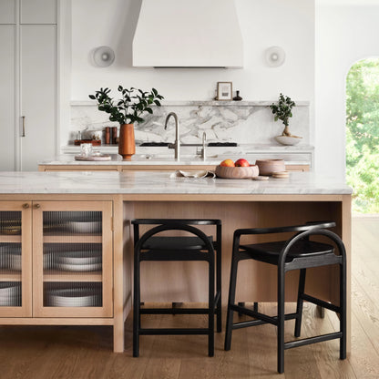 Blacklionmotorrow Meru Counter Stool - Black | Modern Mindi Wood