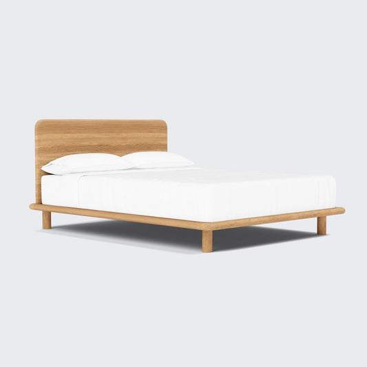 Blacklionmotorrow Ravi Platform Bed with modern oak wood frame in bedroom setting