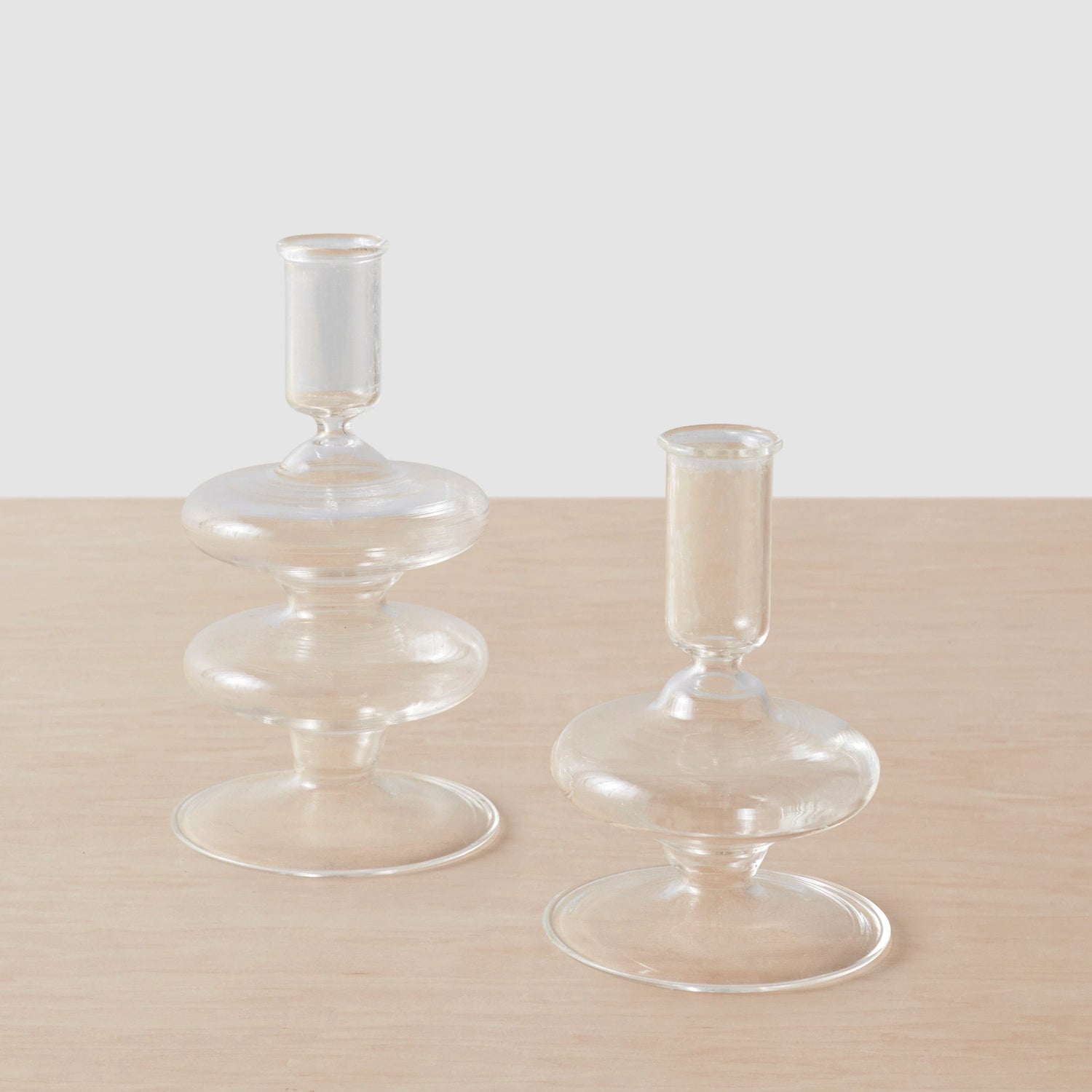 Blacklionmotorrow Veeha Glass Candle Holders Set of 2 handcrafted glass taper candle holders