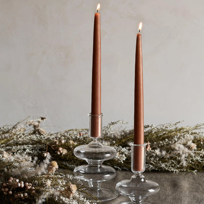Blacklionmotorrow Veeha Glass Candle Holders - Set of 2 Handcrafted Taper Candle Holders