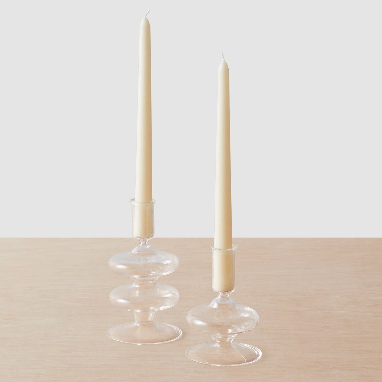 Blacklionmotorrow Veeha Glass Candle Holders - Set of 2 Handcrafted Taper Candle Holders