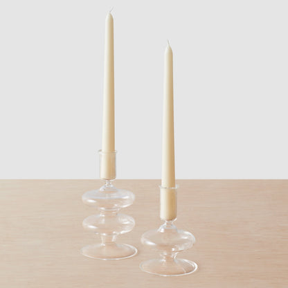 Blacklionmotorrow Veeha Glass Candle Holders - Set of 2 Handcrafted Taper Candle Holders